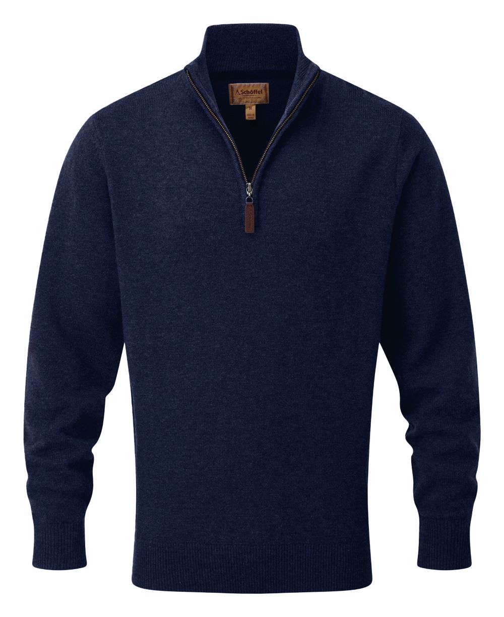 Schoffel Lewis Lambswool Qtr Zip Jumper Navy