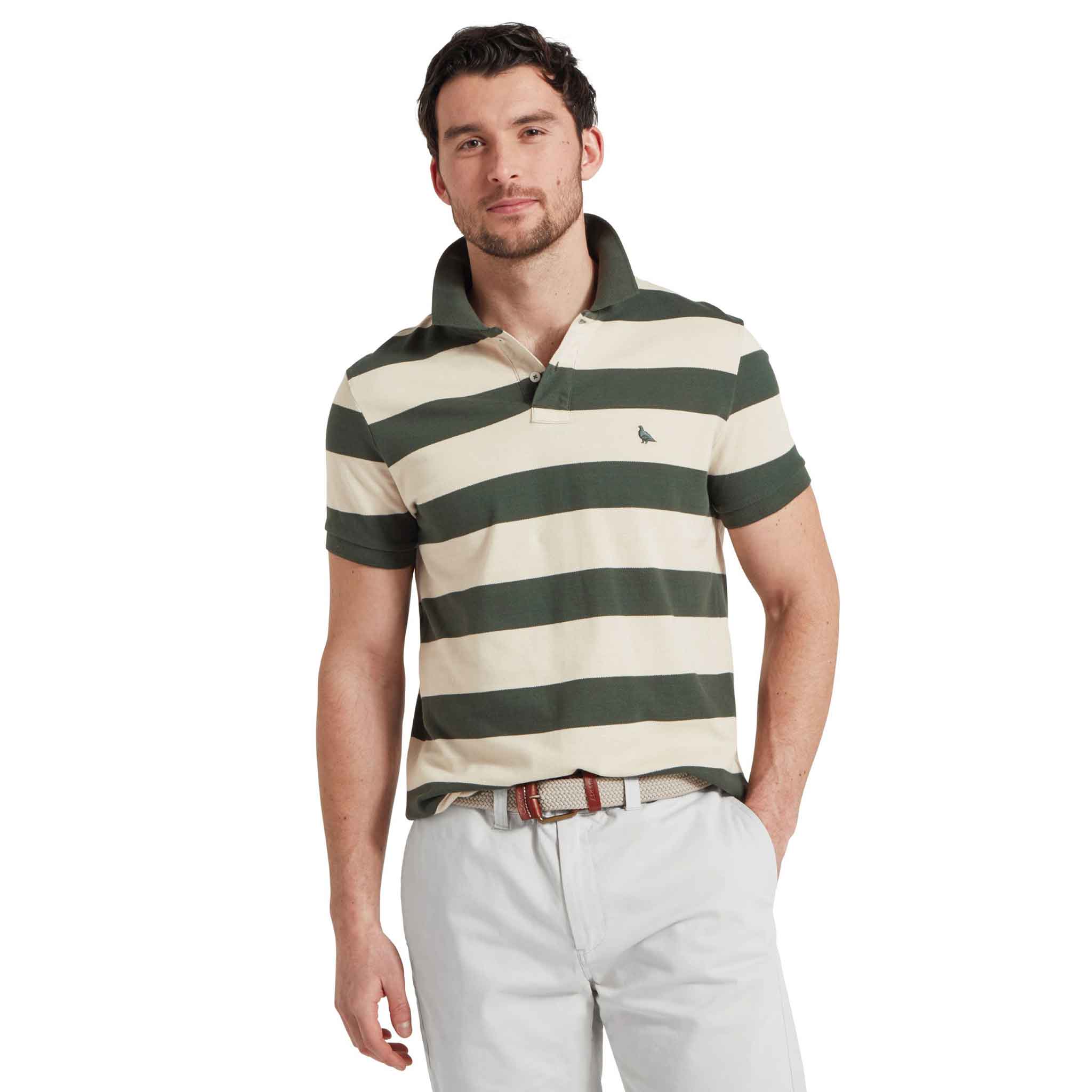 Schoffel-Men's-St-Ives-Heritage-Polo-Shirt-Green-Stripe-3