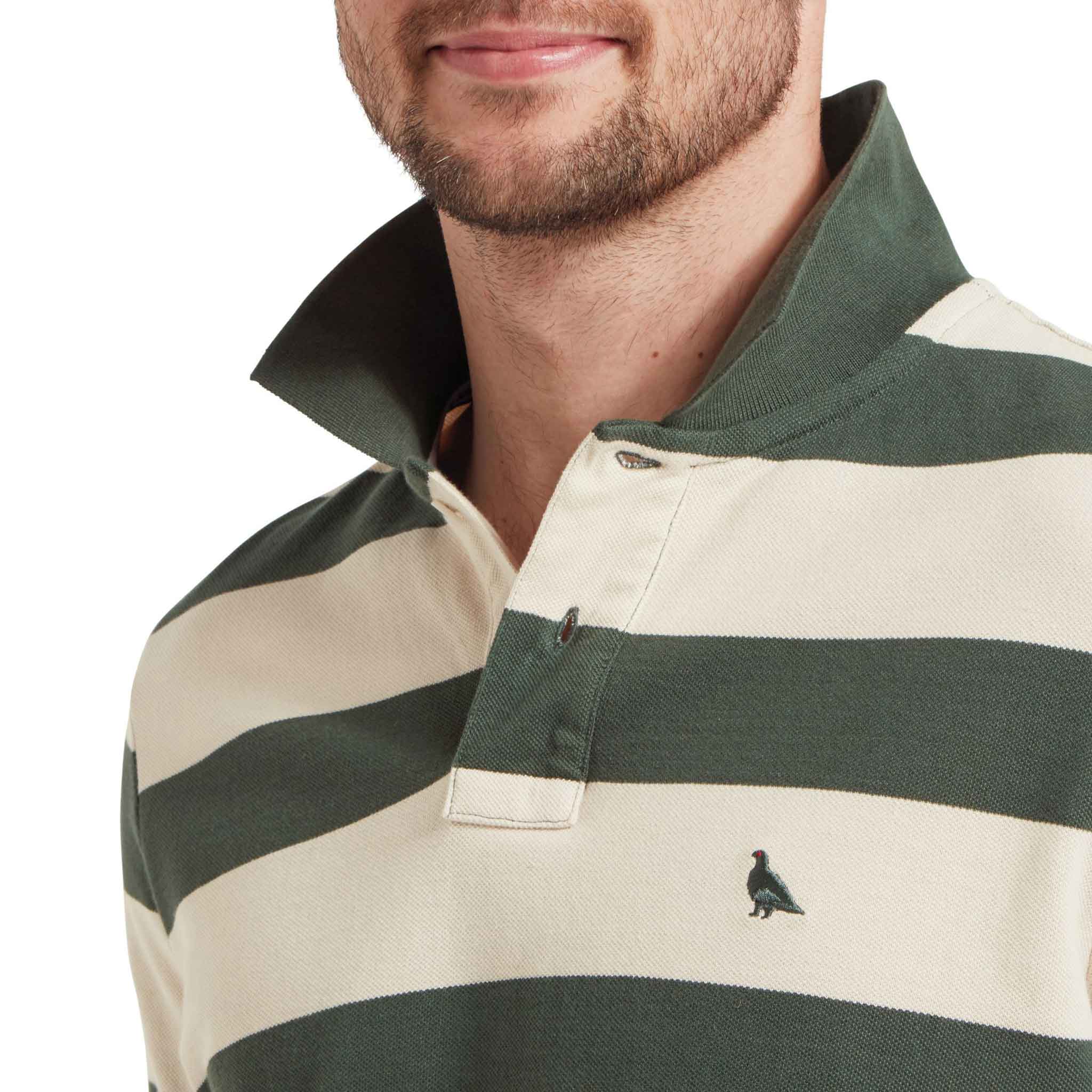 Schoffel-Men's-St-Ives-Heritage-Polo-Shirt-Green-Stripe-4