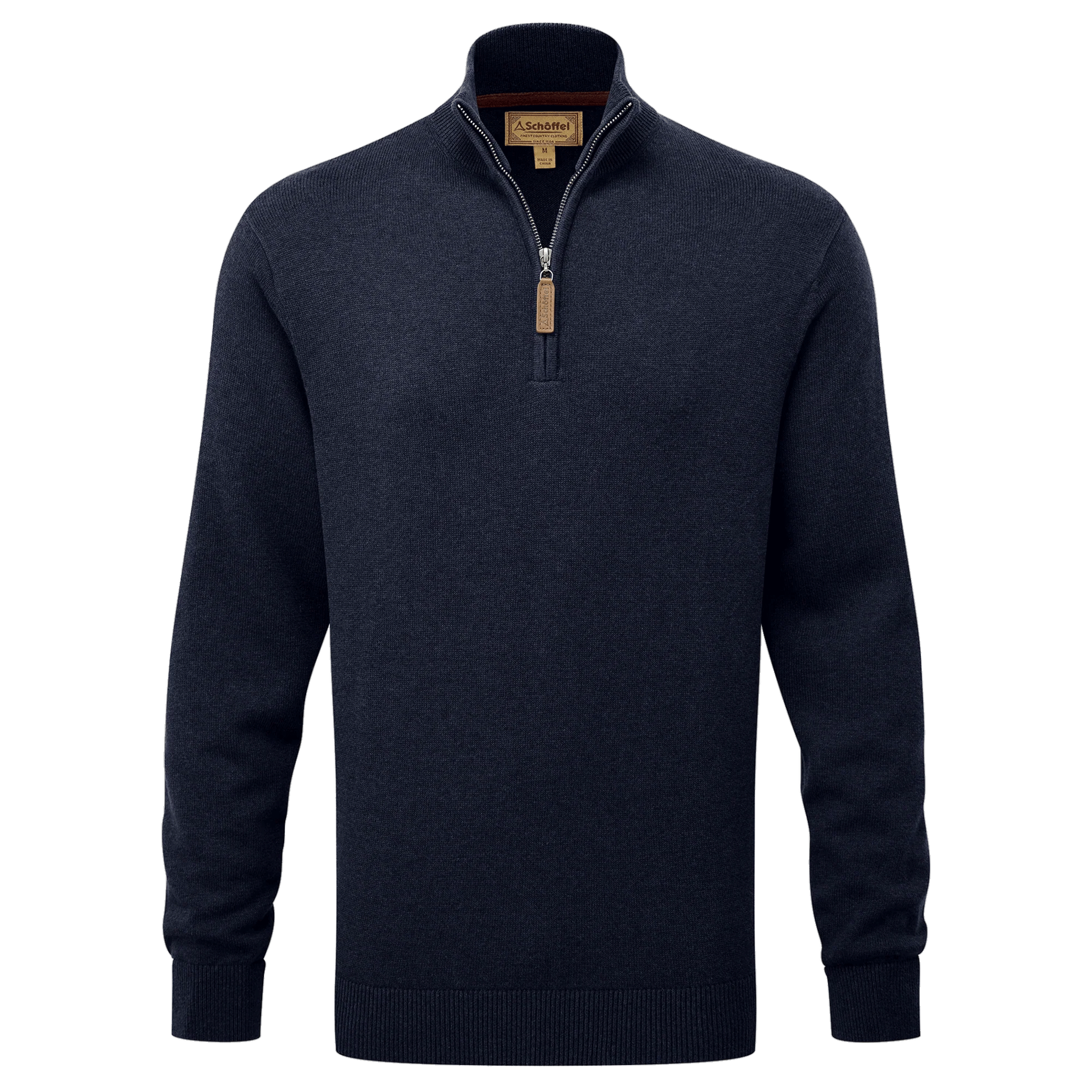 Schoffel Calton Cotton Cashmere Quarter Zip Jumper in Navy