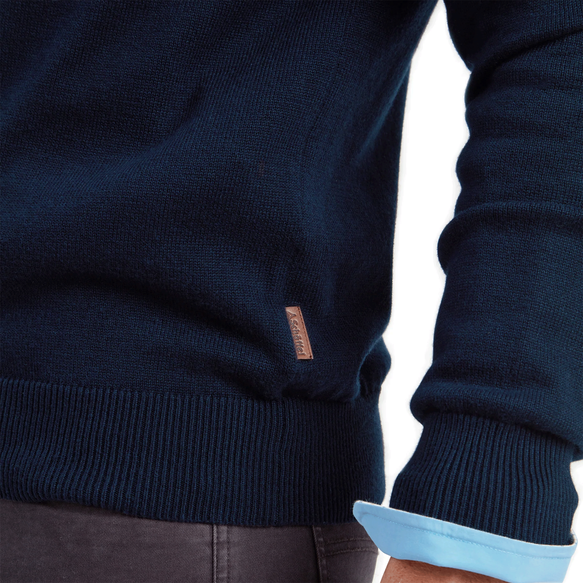 Schoffel Calton Cotton Cashmere Quarter Zip Jumper in Navy