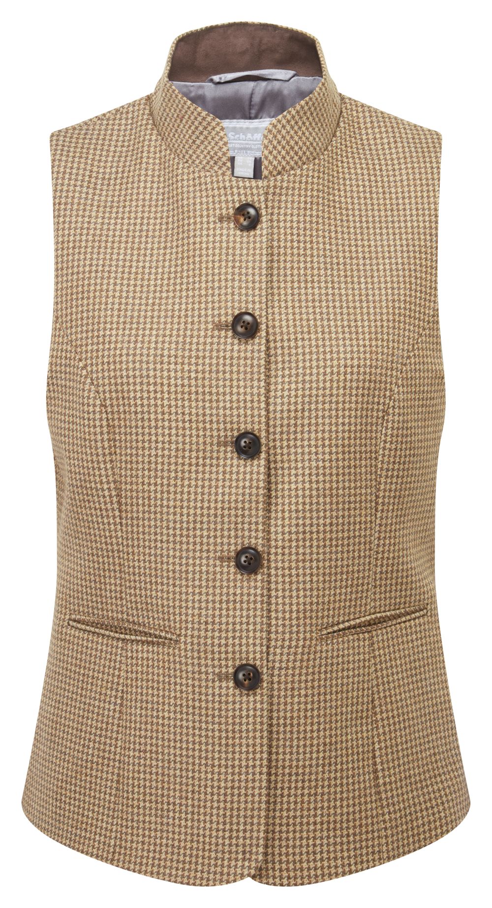 Schöffel Millport Nehru Houndstooth Tweed Waistcoat - Includes FREE Schöffel Bakewell Cable Knit Hat & Scarf Boxed Set Oat