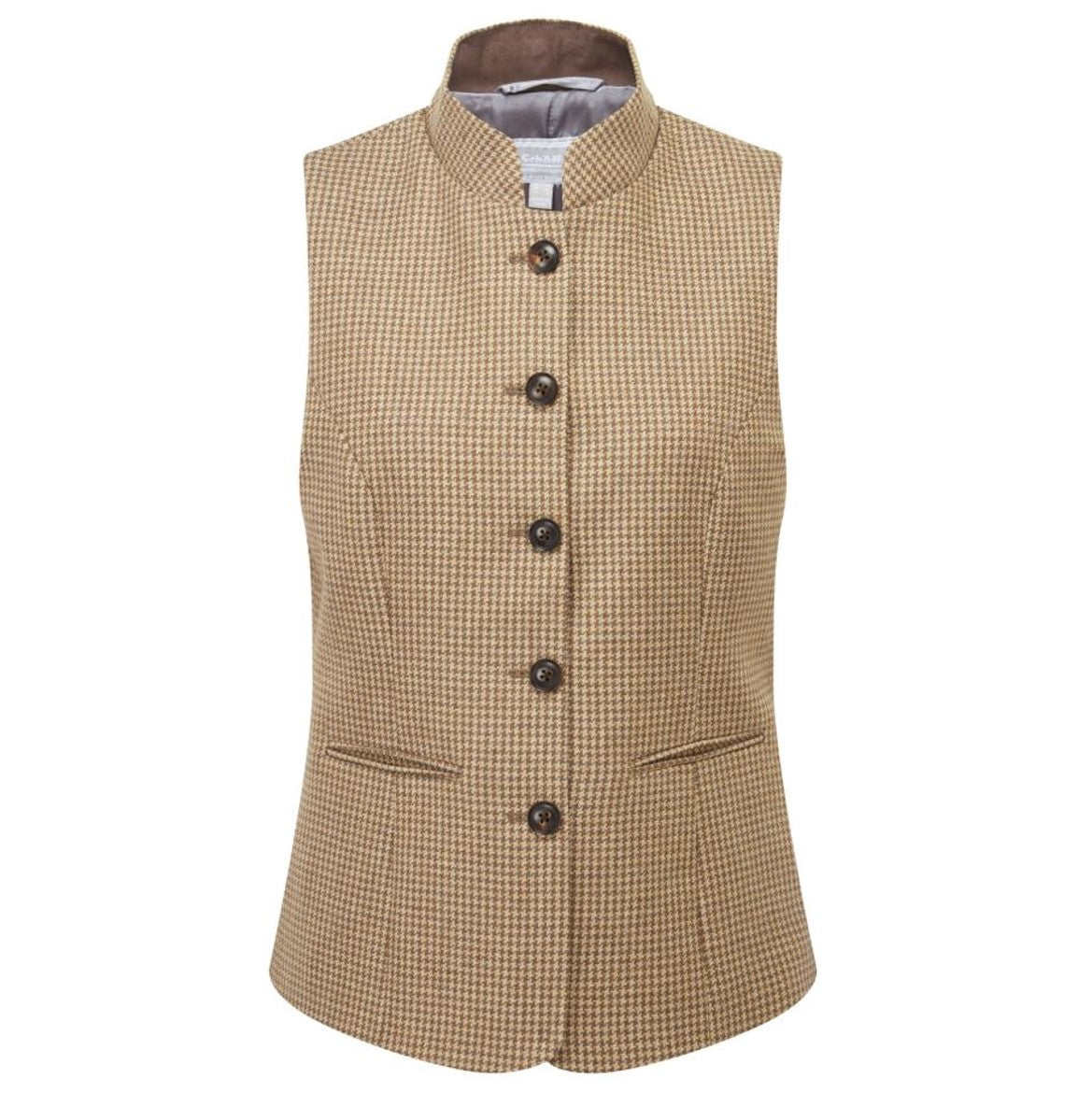 Schoffel Millport Nehru Tweed Waistcoat Houndstooth Check 2