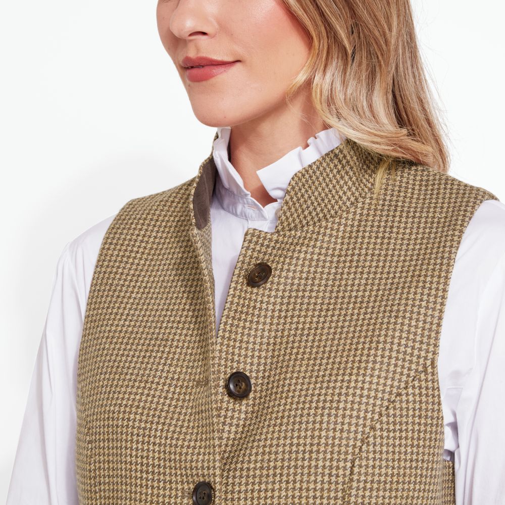 Schoffel Millport Nehru Tweed Waistcoat Houndstooth Check 4