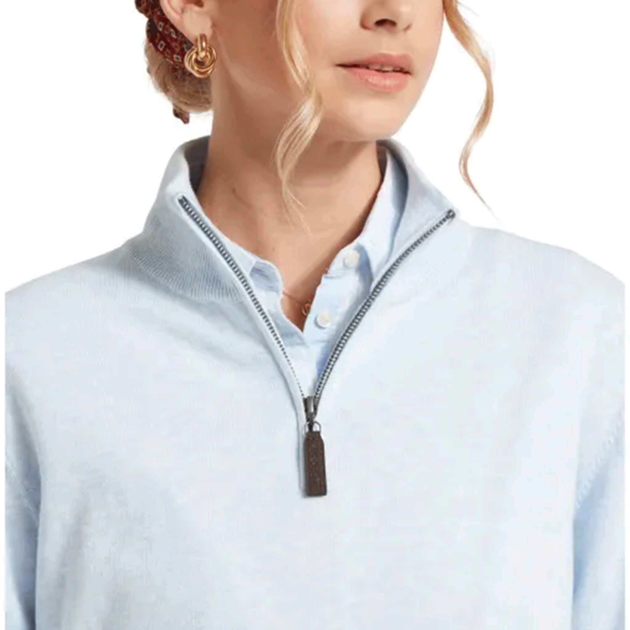Schoffel Women's Polperro Pima 1/4 Zip Jumper Blue Water