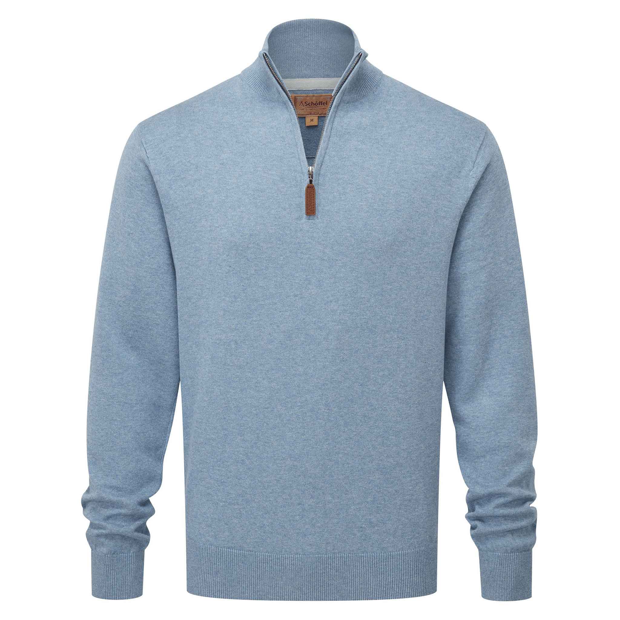 Schoffel-Porthmeor-Pima-Cotton-Qtr-Zip-Jumper-Denim-Blue-1