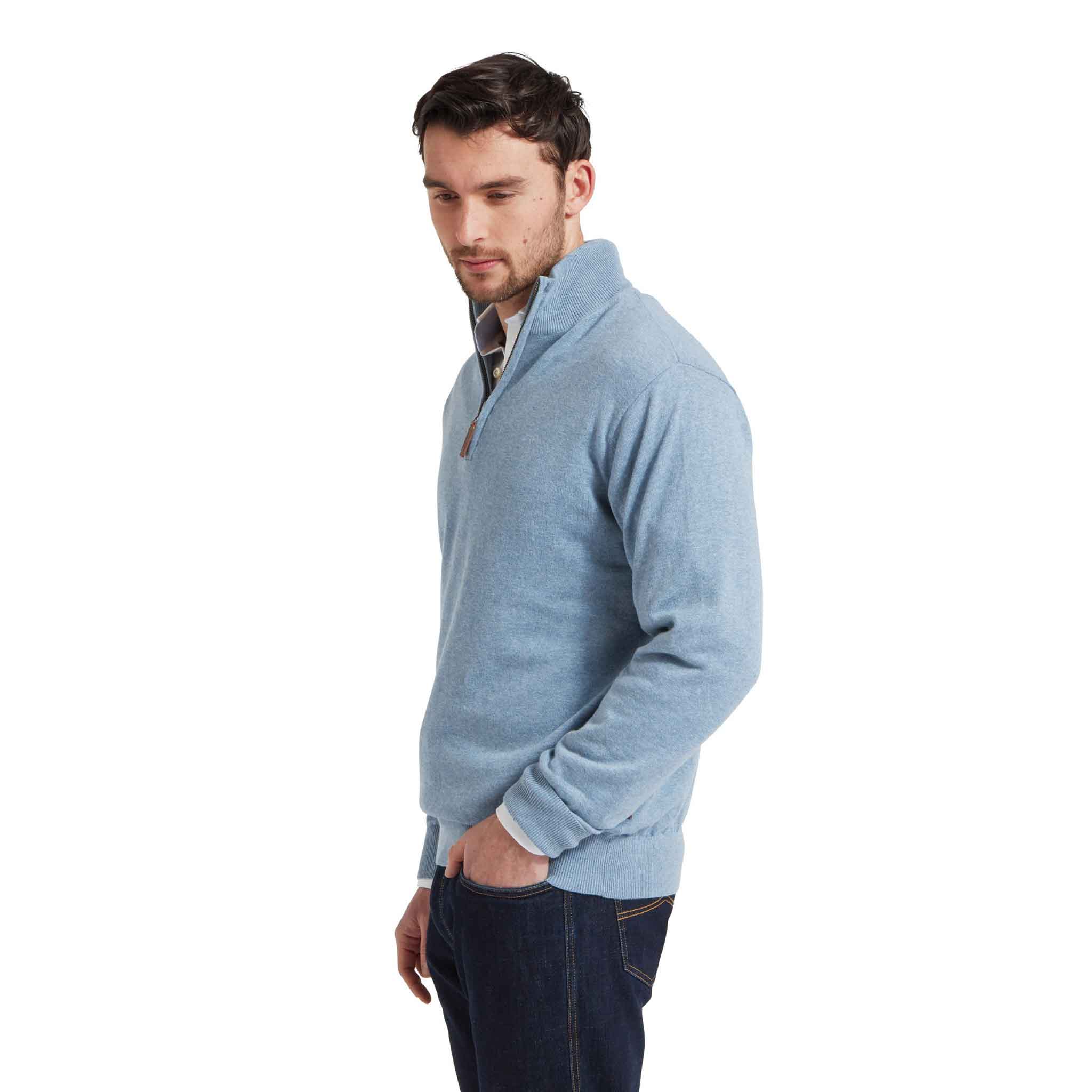 Schoffel-Porthmeor-Pima-Cotton-Qtr-Zip-Jumper-Denim-Blue-2