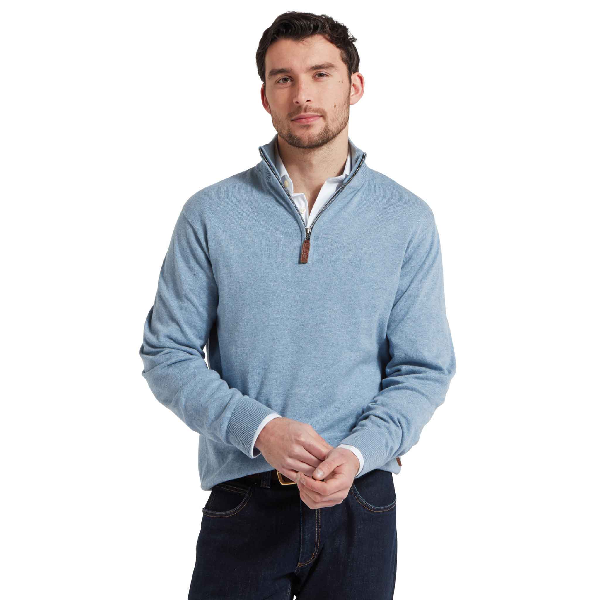 Schoffel-Porthmeor-Pima-Cotton-Qtr-Zip-Jumper-Denim-Blue-3