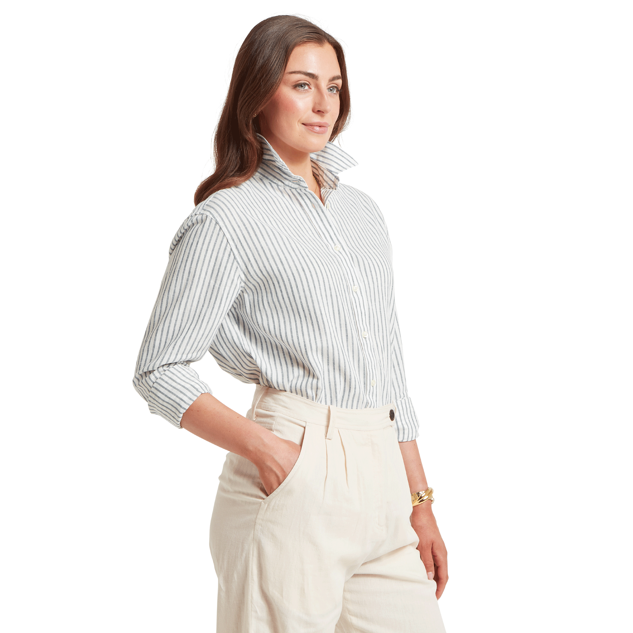 Schoffel Salthouse Linen Shirt Blue Stripe