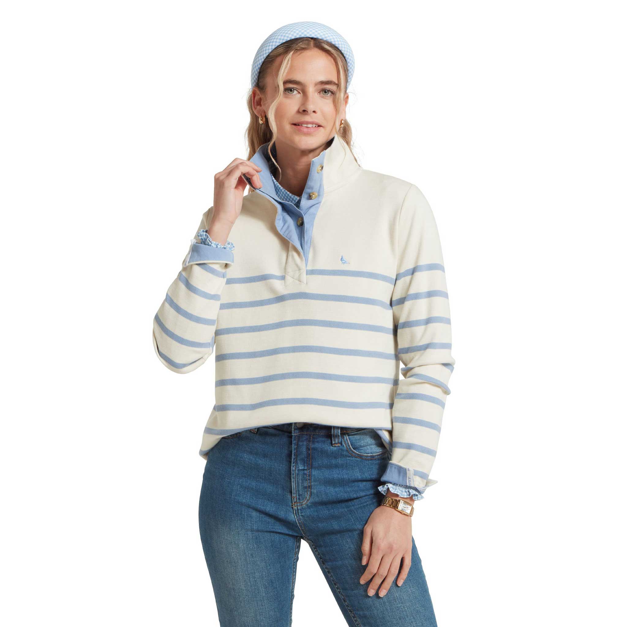 Schoffel-Sandown-Ladies-Sweatshirt-Pale-Stone-Stripe-3