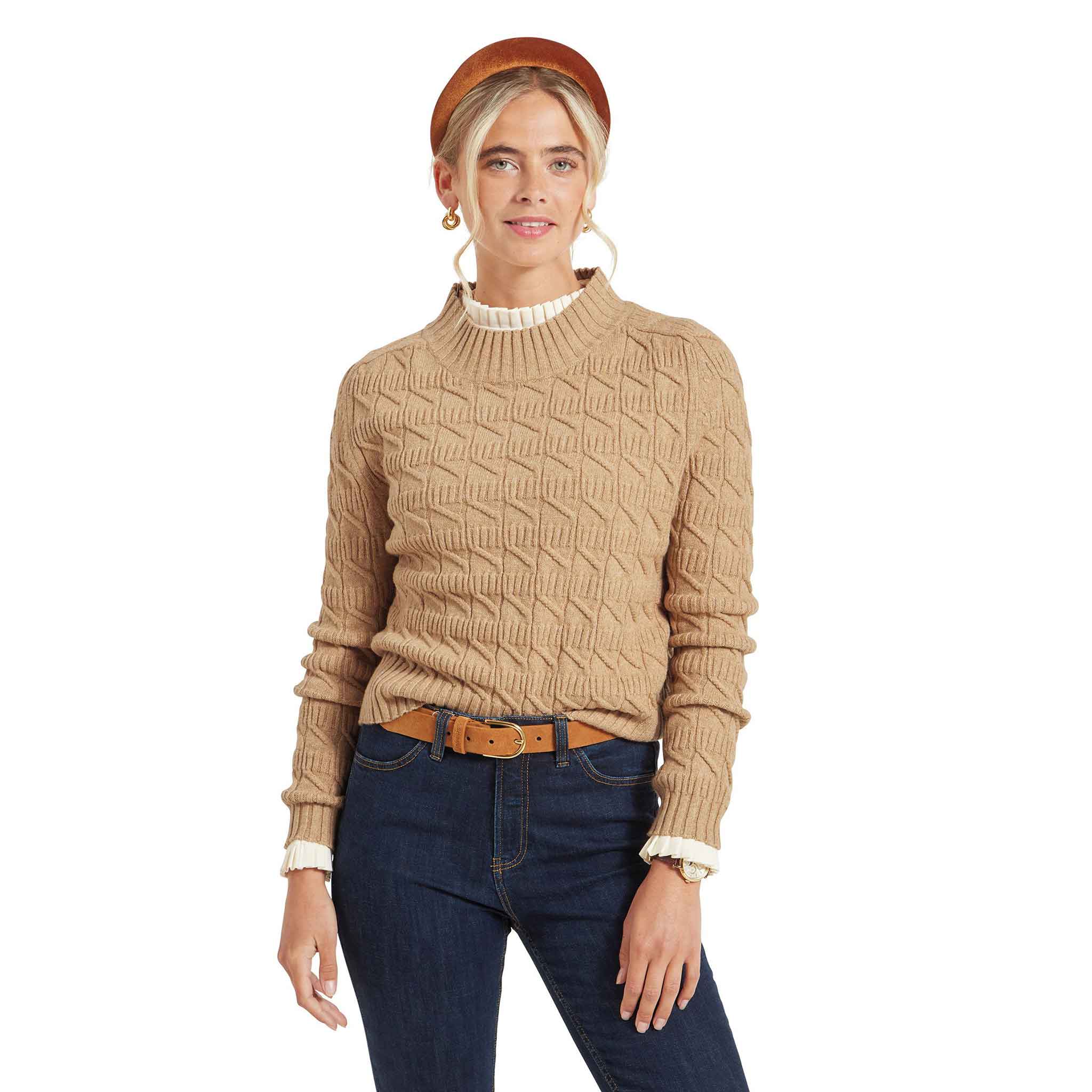 Schoffel-Sandsend-Cable-Knit-Jumper-Warm-Sand-4