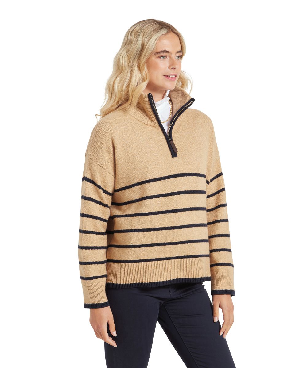 Schoffel Sandsend Ladies Qtr Zip Jumper Warm Sand 3