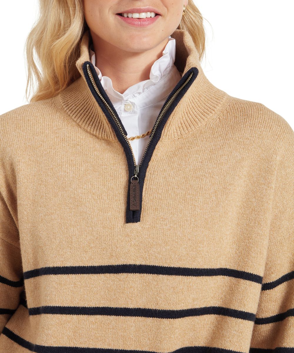 Schoffel Sandsend Ladies Qtr Zip Jumper Warm Sand 6