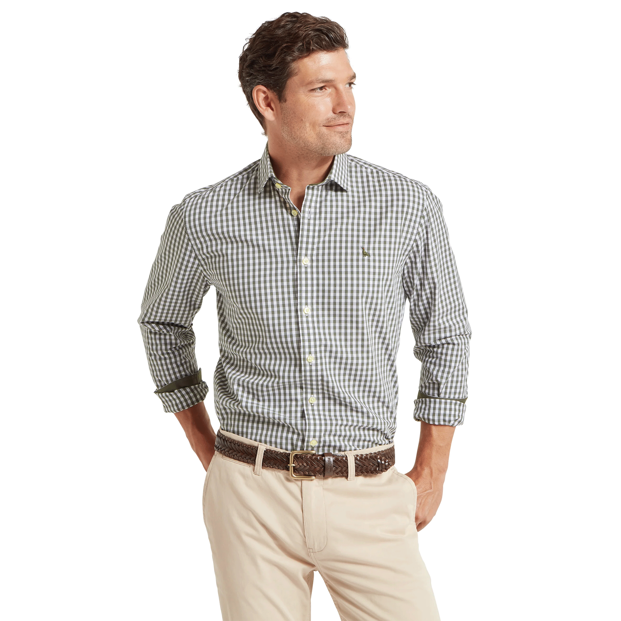 Schoffel Thorpeness Tailored Check Shirt in Beetle Green
