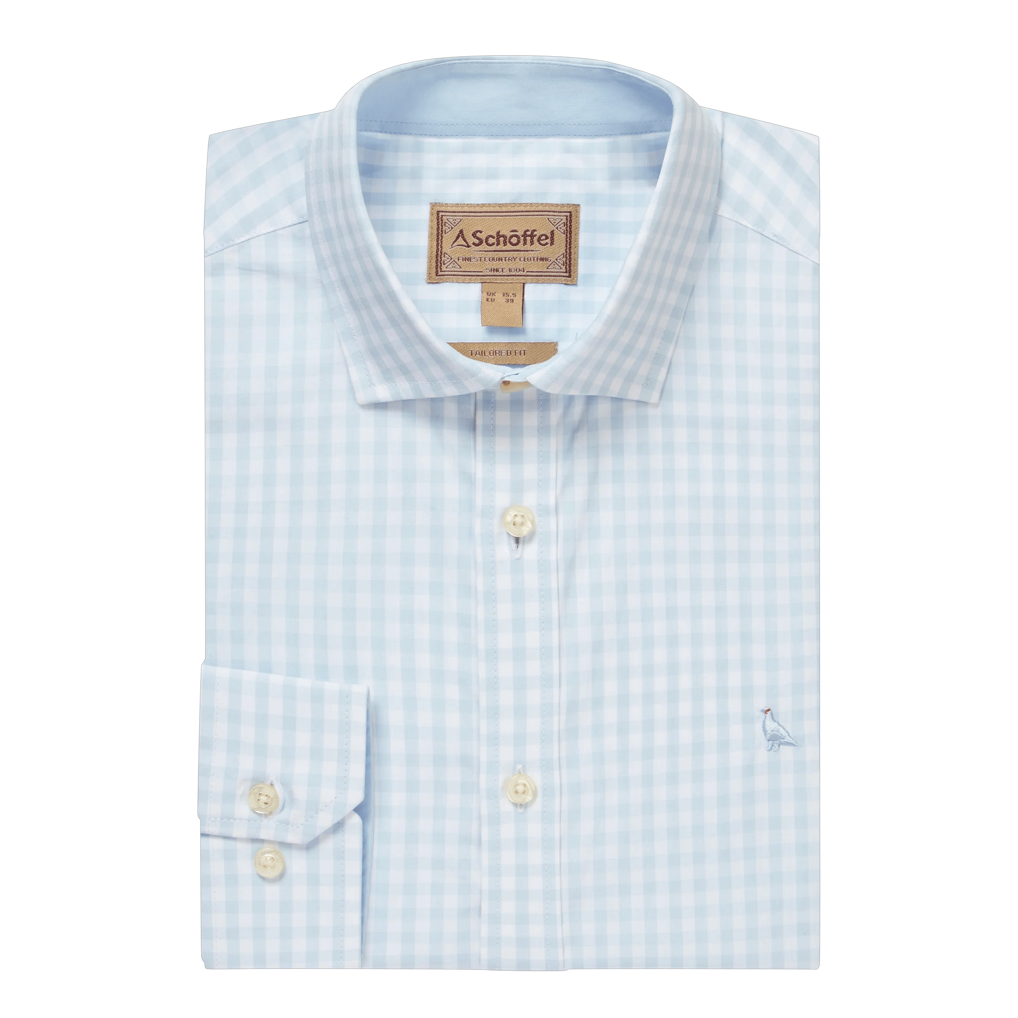 Schoffel Thorpeness Tailored Check Shirt in Powder Blue