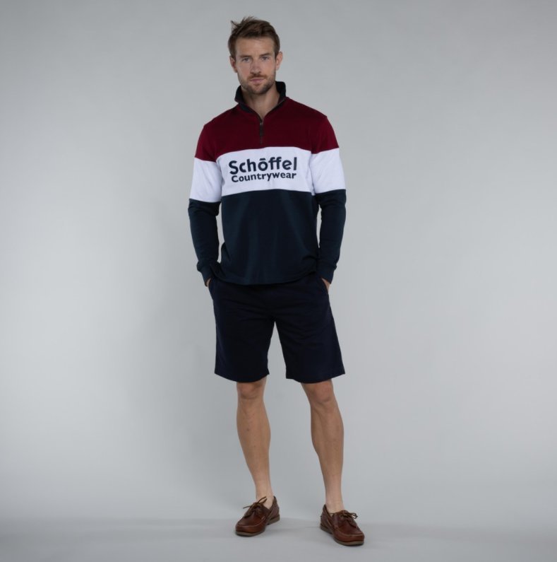 Schoffel Unisex Exeter Heritage Qtr Zip Rugby Shirt Bordeaux 5