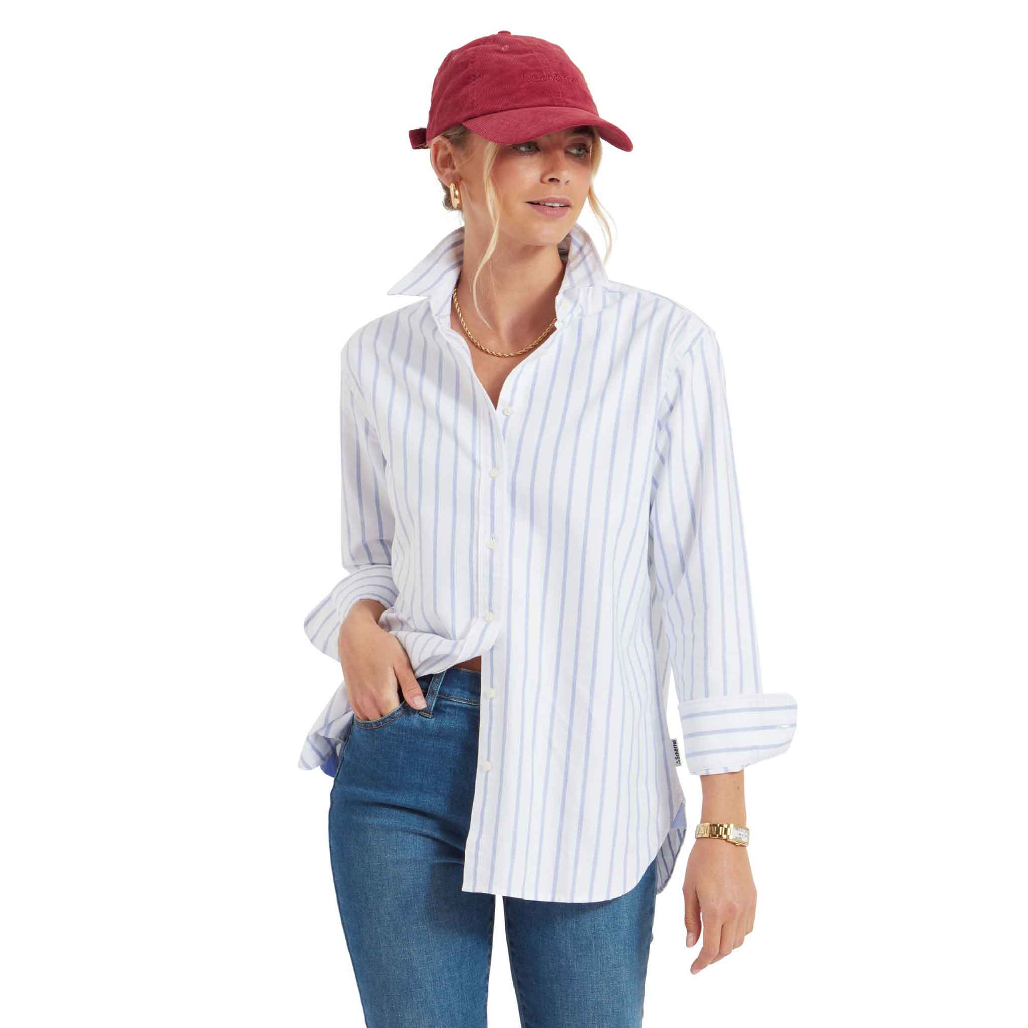 Schoffel-Walberswick-Ladies-Oxford-Shirt-Blue-Stripe-3