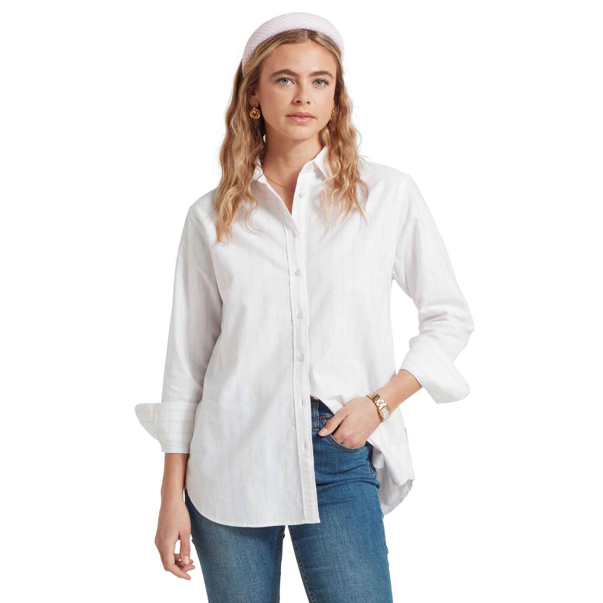 Schoffel-Walberswick-Ladies-Oxford-Shirt-Pink-Stripe-2