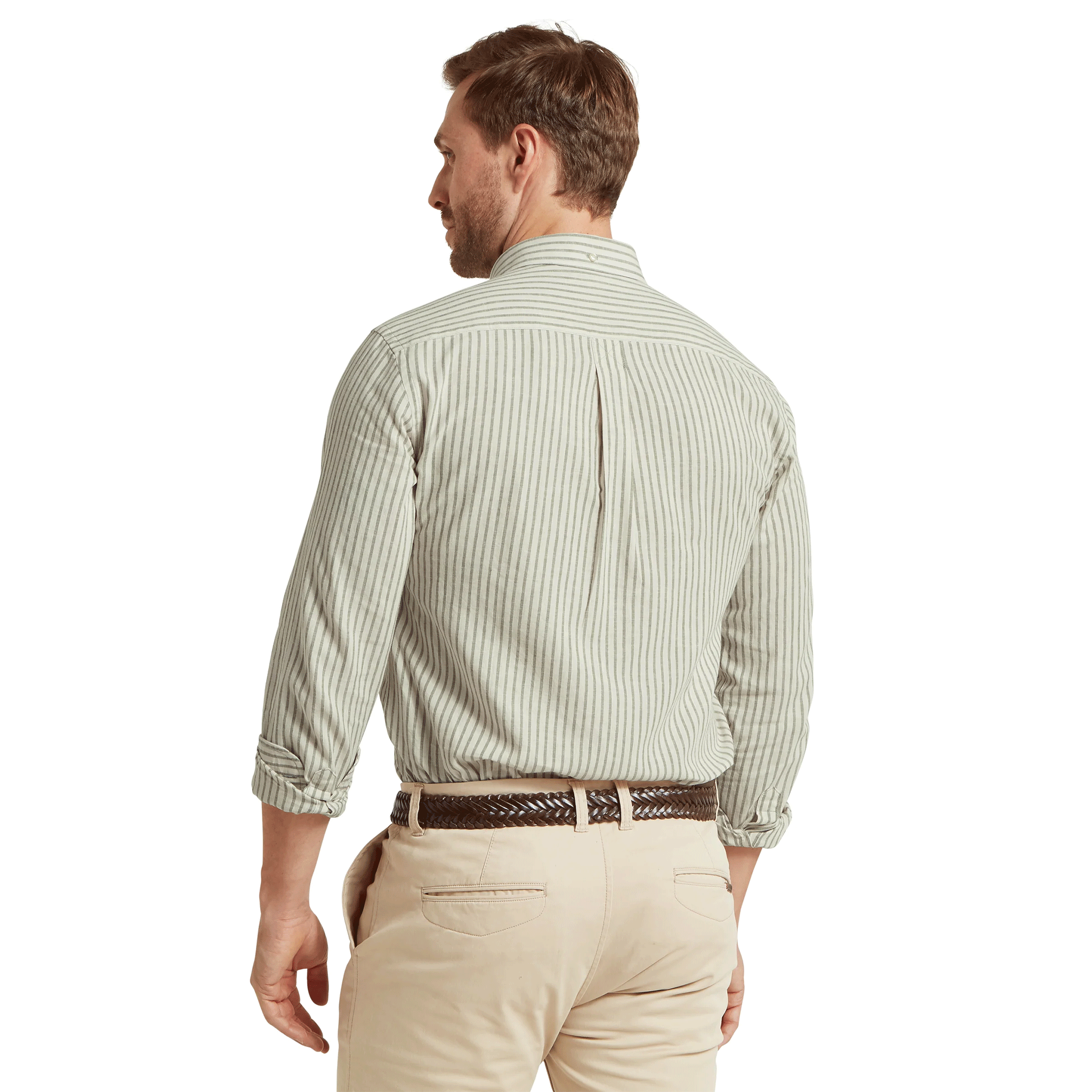 Schoffel Walsingham Linen Shirt Agave Green Stripe