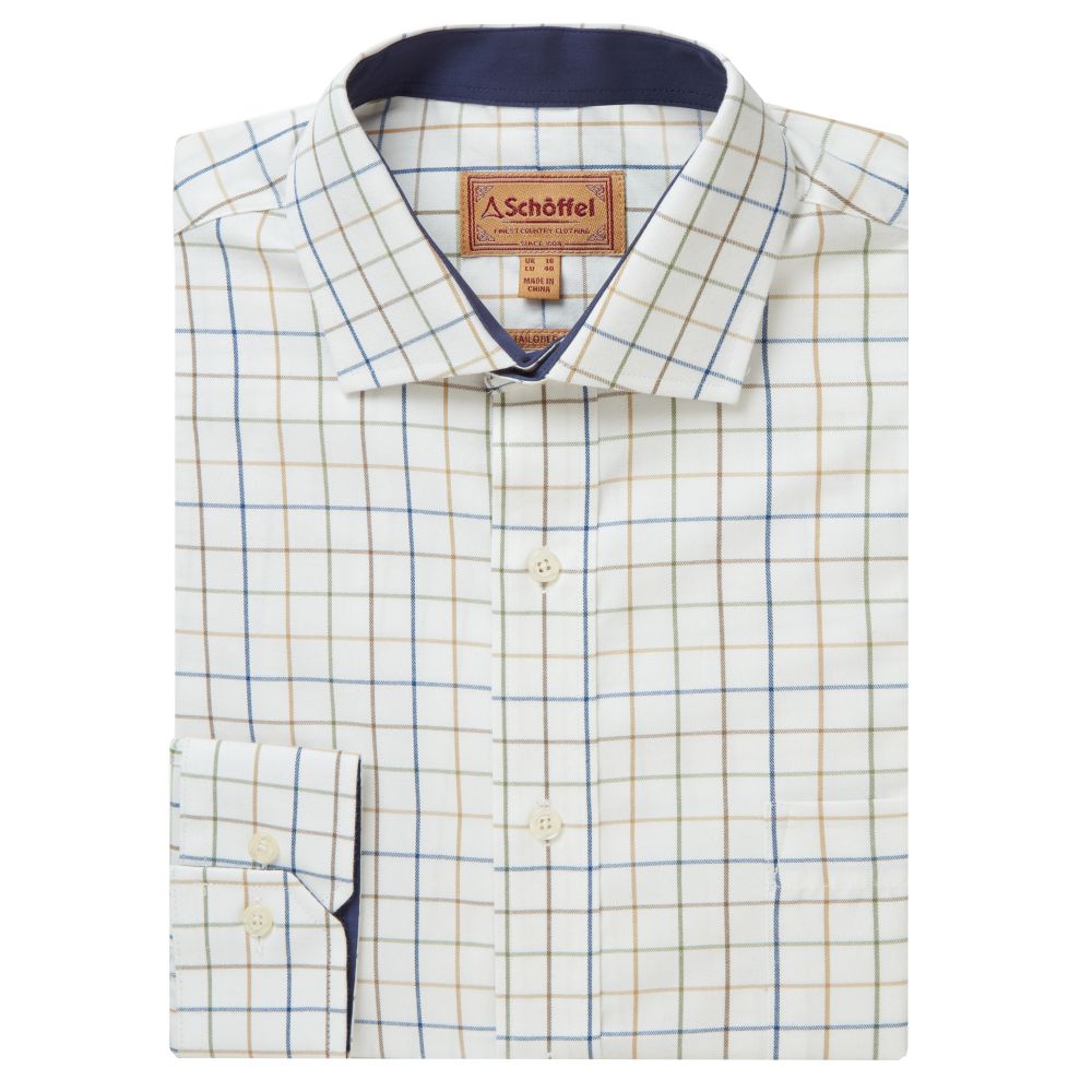Schoffel Wells Tailored Shirt Green-Navy-Brown Check