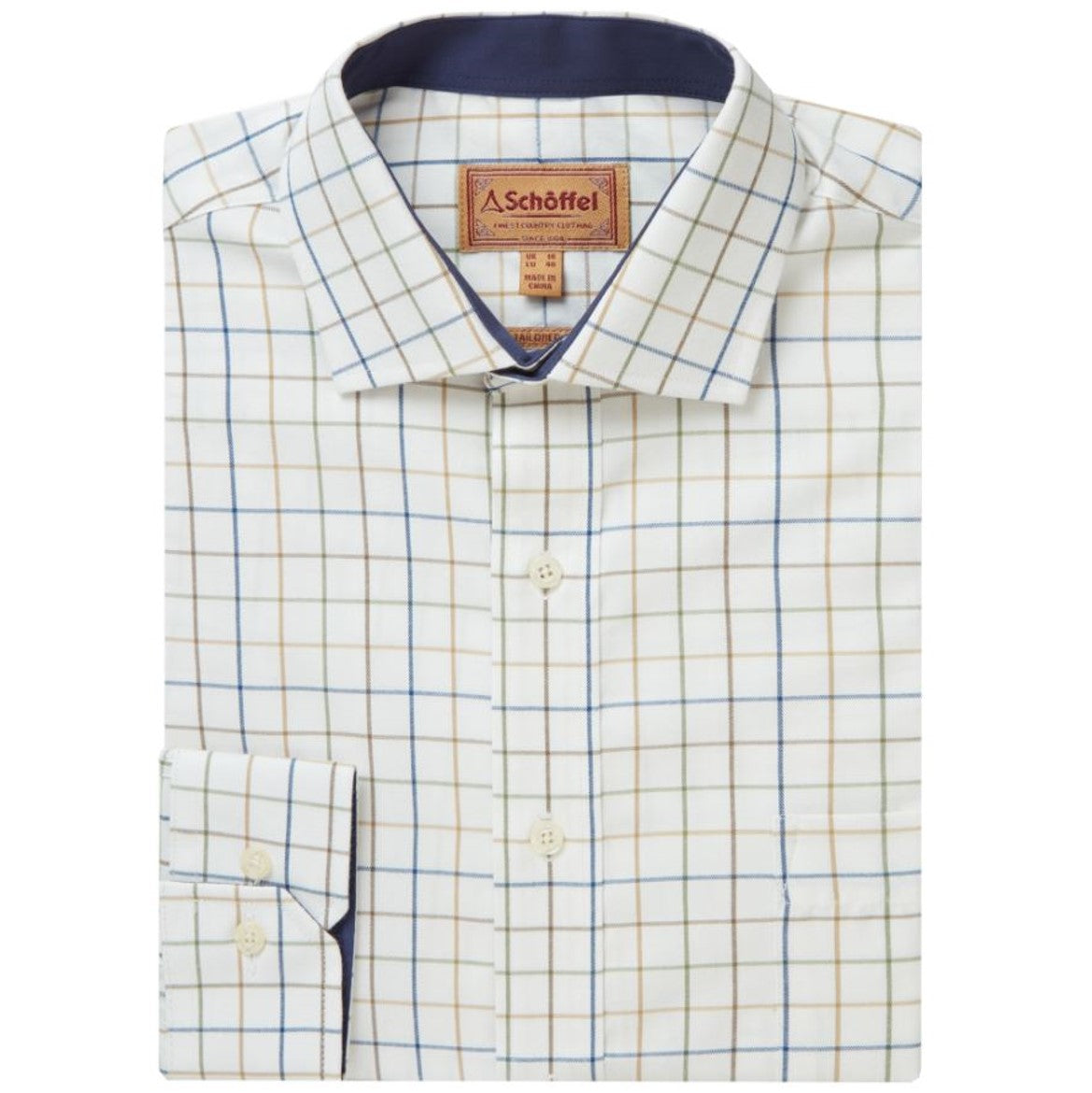Schoffel Wells Tailored Shirt Green-Navy-Brown Check 4