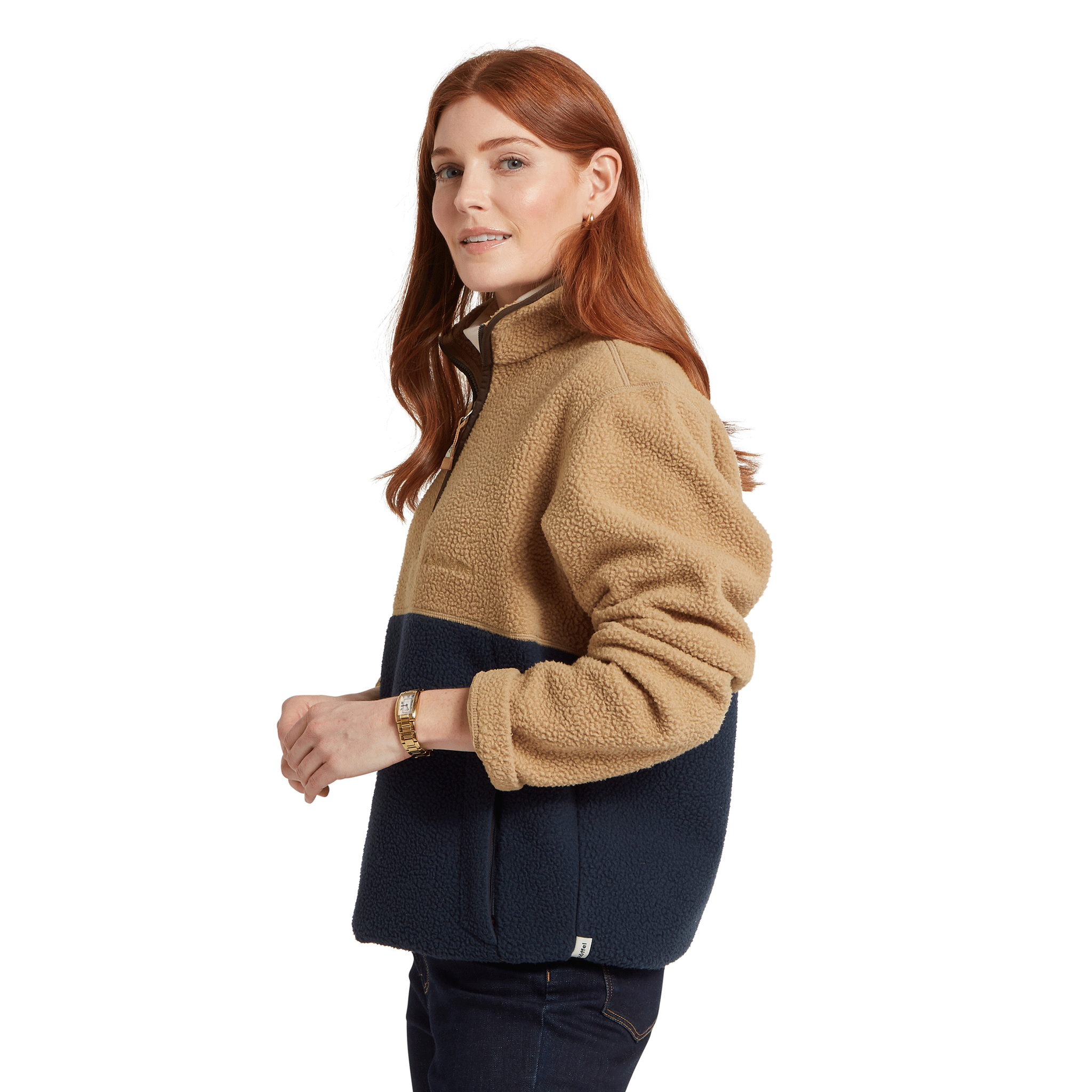 Schöffel Women's Berkeley Retro Fleece quarter Zip True Navy/Tan