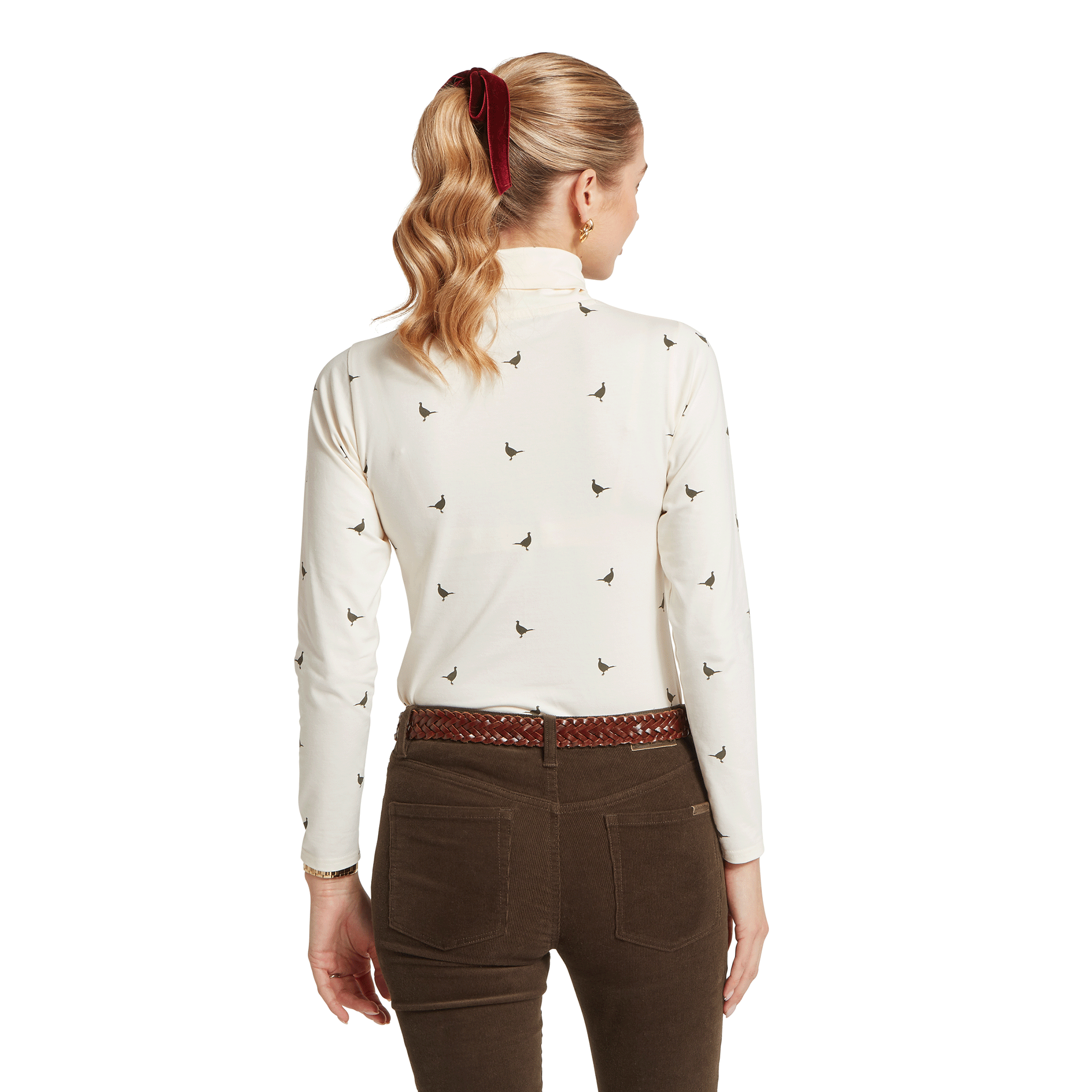 Schöffel Women's Malham Roll Neck Top Beige Pheasant