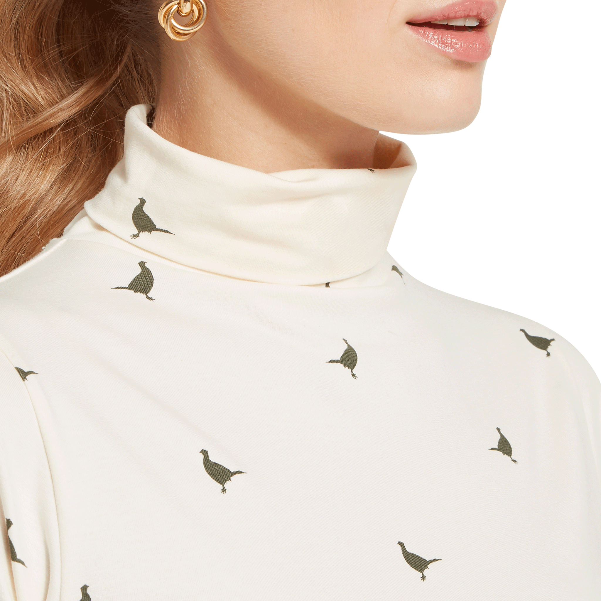 Schöffel Women's Malham Roll Neck Top Beige Pheasant