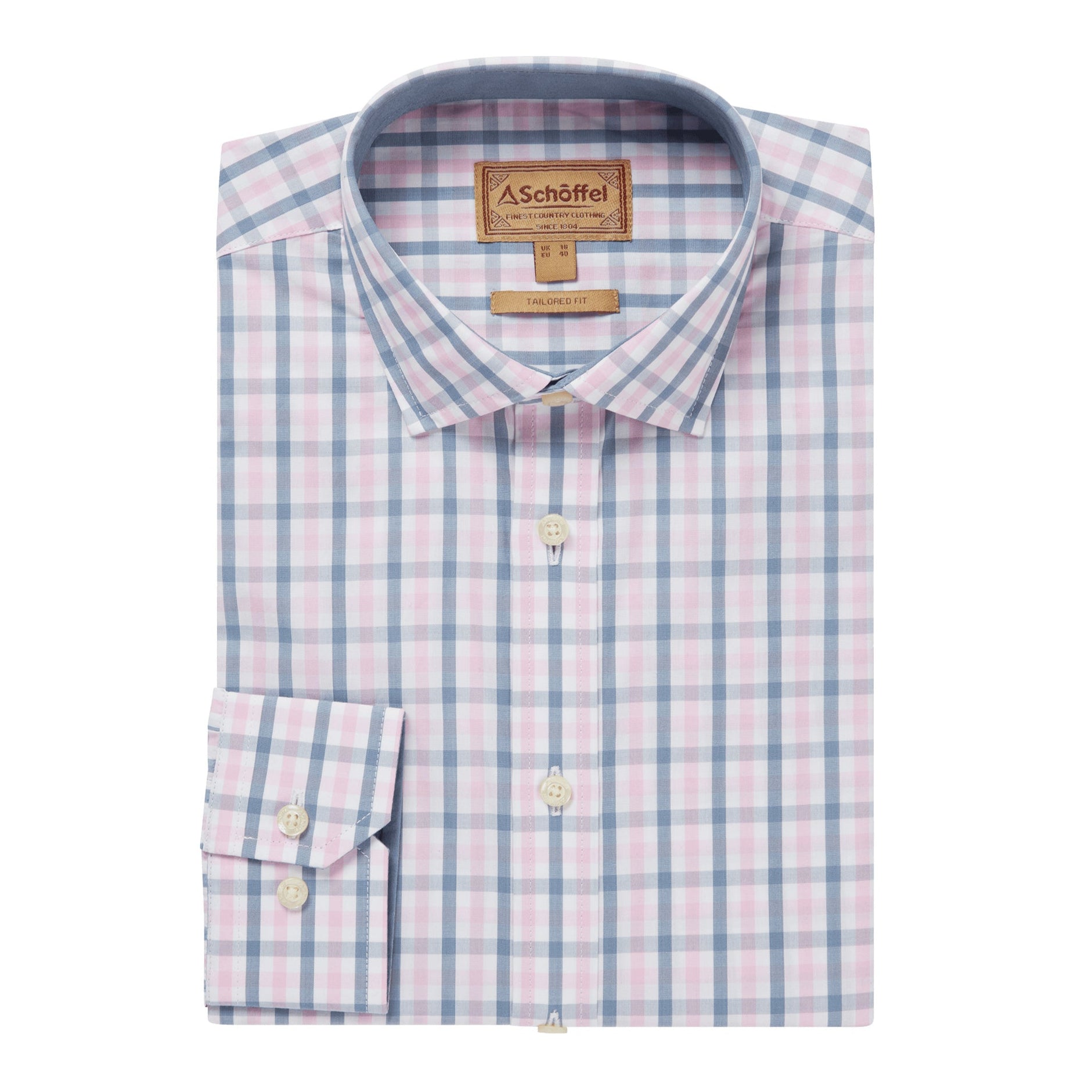 Schoffel Hebden Tailored Shirt Dark Denim-Pink Check