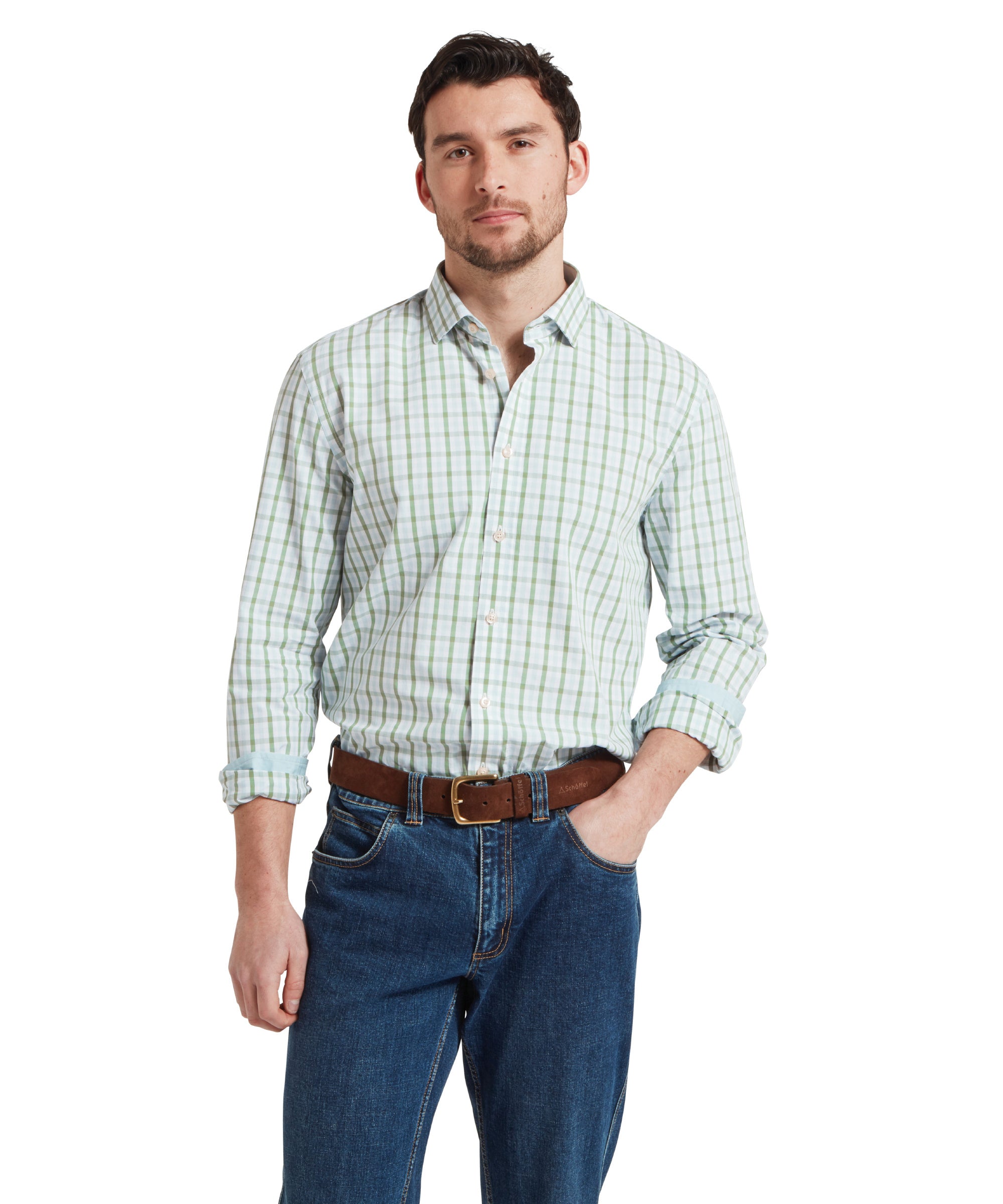 Schoffel Hebden Tailored Shirt Green-Blue Check