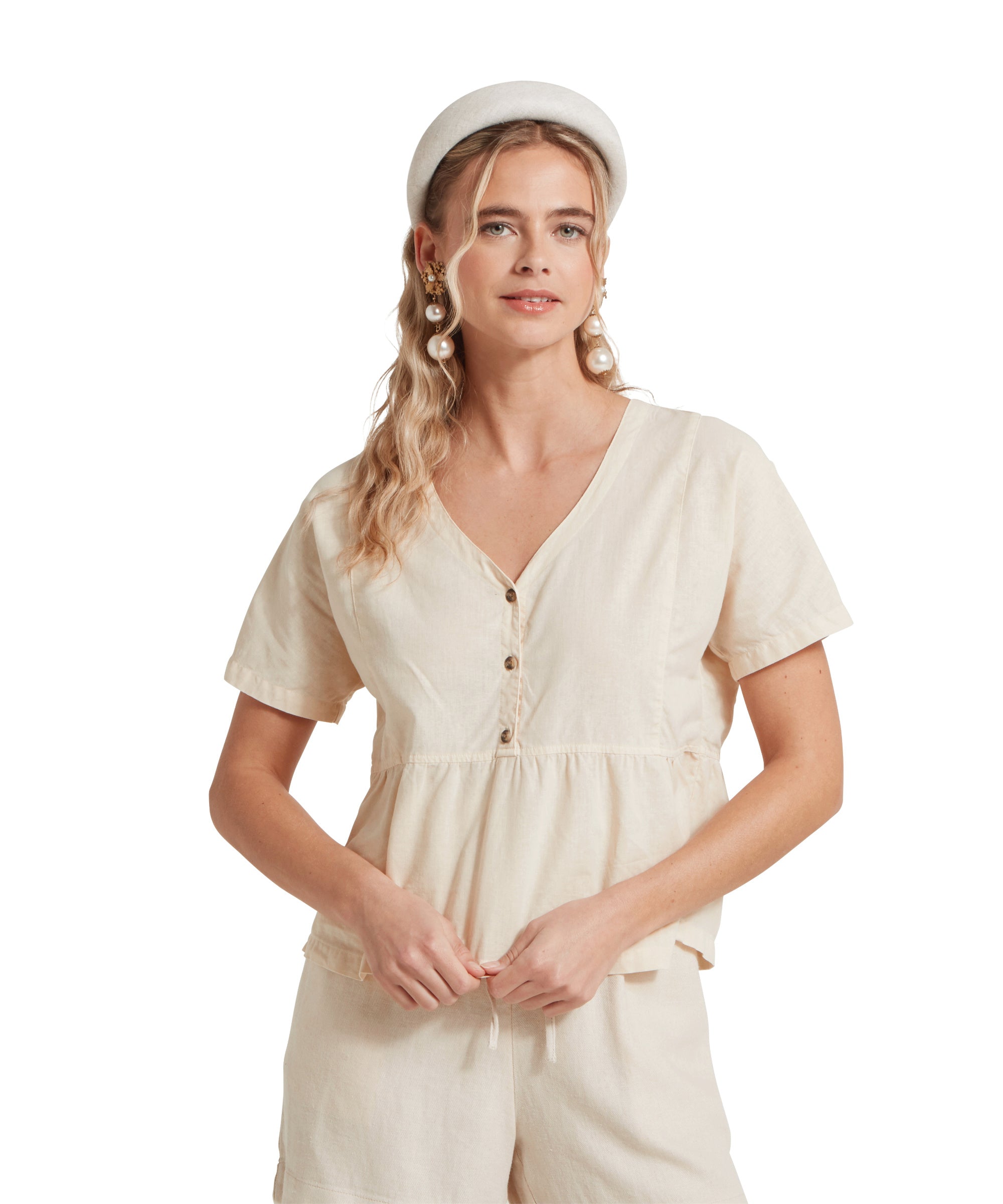 Schoffel Lavenham Ladies Linen Top Oat