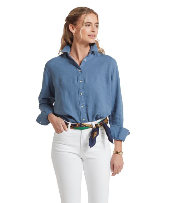 Schoffel Salthouse Ladies Linen Shirt French Navy