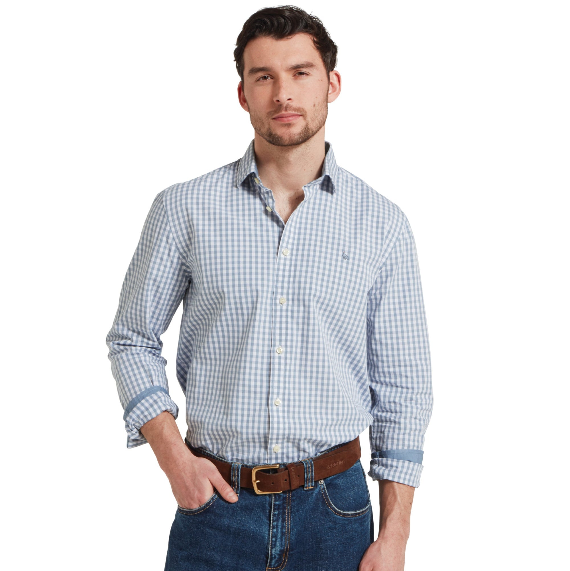 Schoffel Thorpeness Tailored Shirt Pigeon-Blue Check