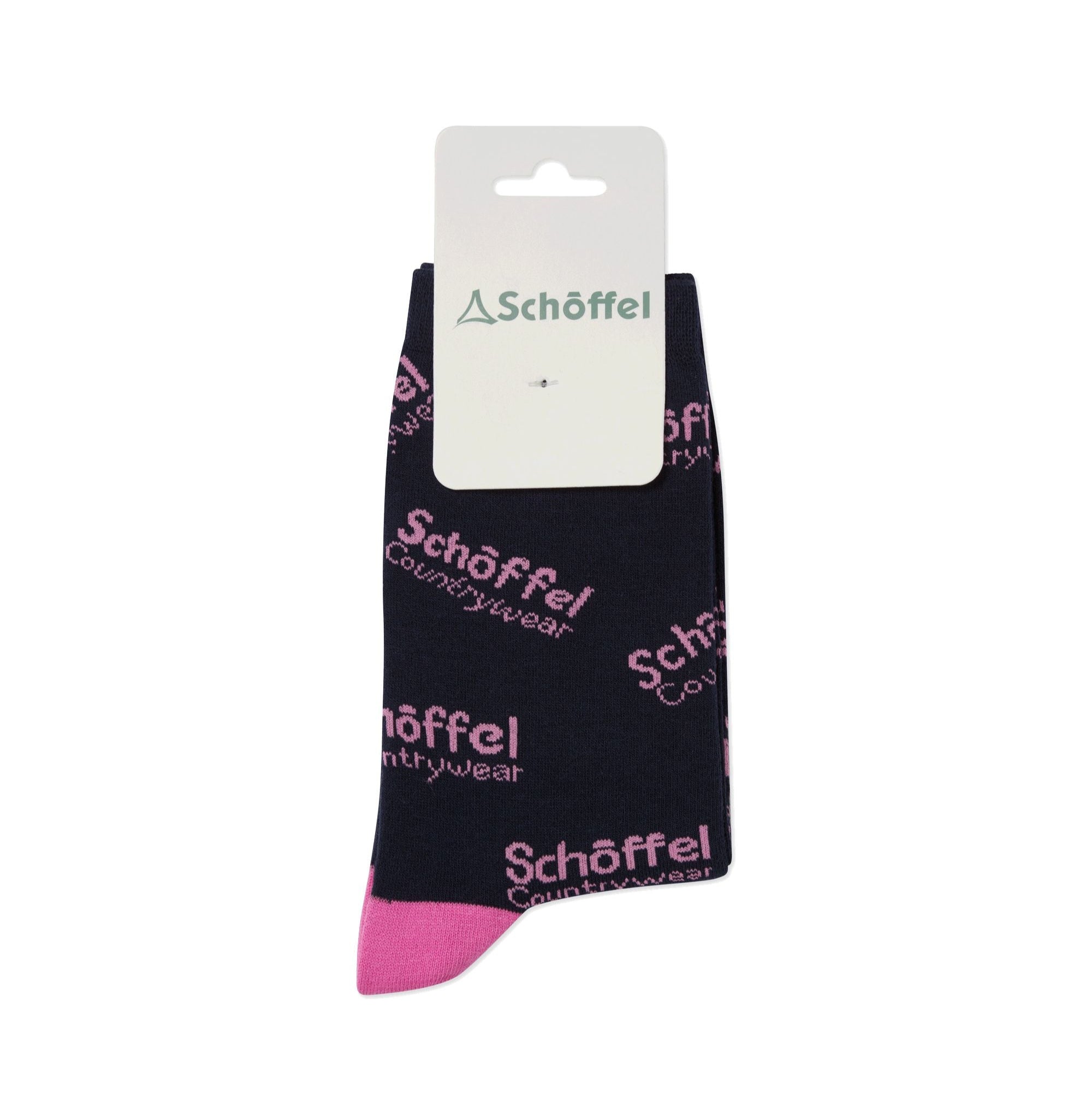 Schoffel Women's Cotton Socks Pink Countrywear Logo