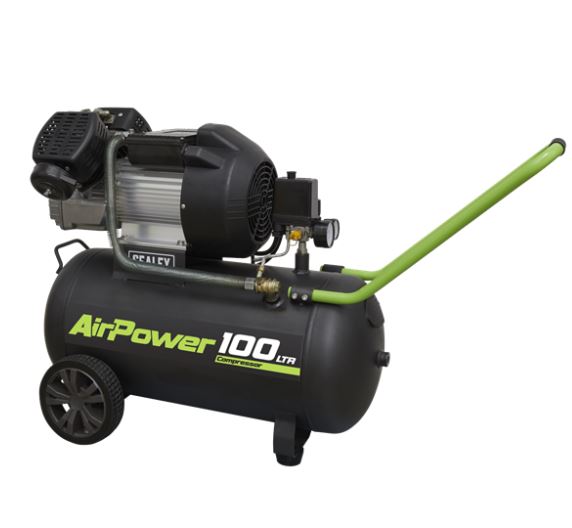 Sealey 100L V-Twin Direct Drive Air Compressor 3hp 1