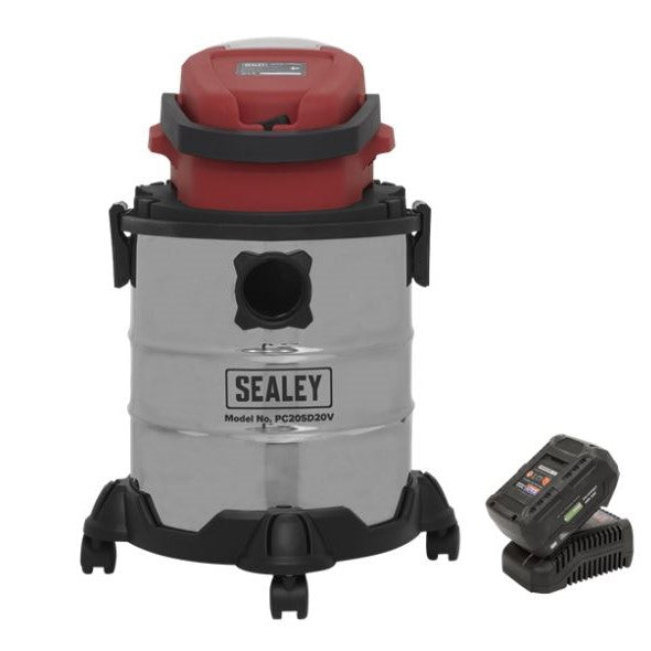 Sealey 20V SV20 Series 20L Cordless Wet & Dry Vacuum Cleaner with 4Ah Battery & Charger 1