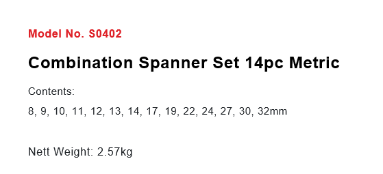 Sealey Combination Spanner Set 14pc Metric 2