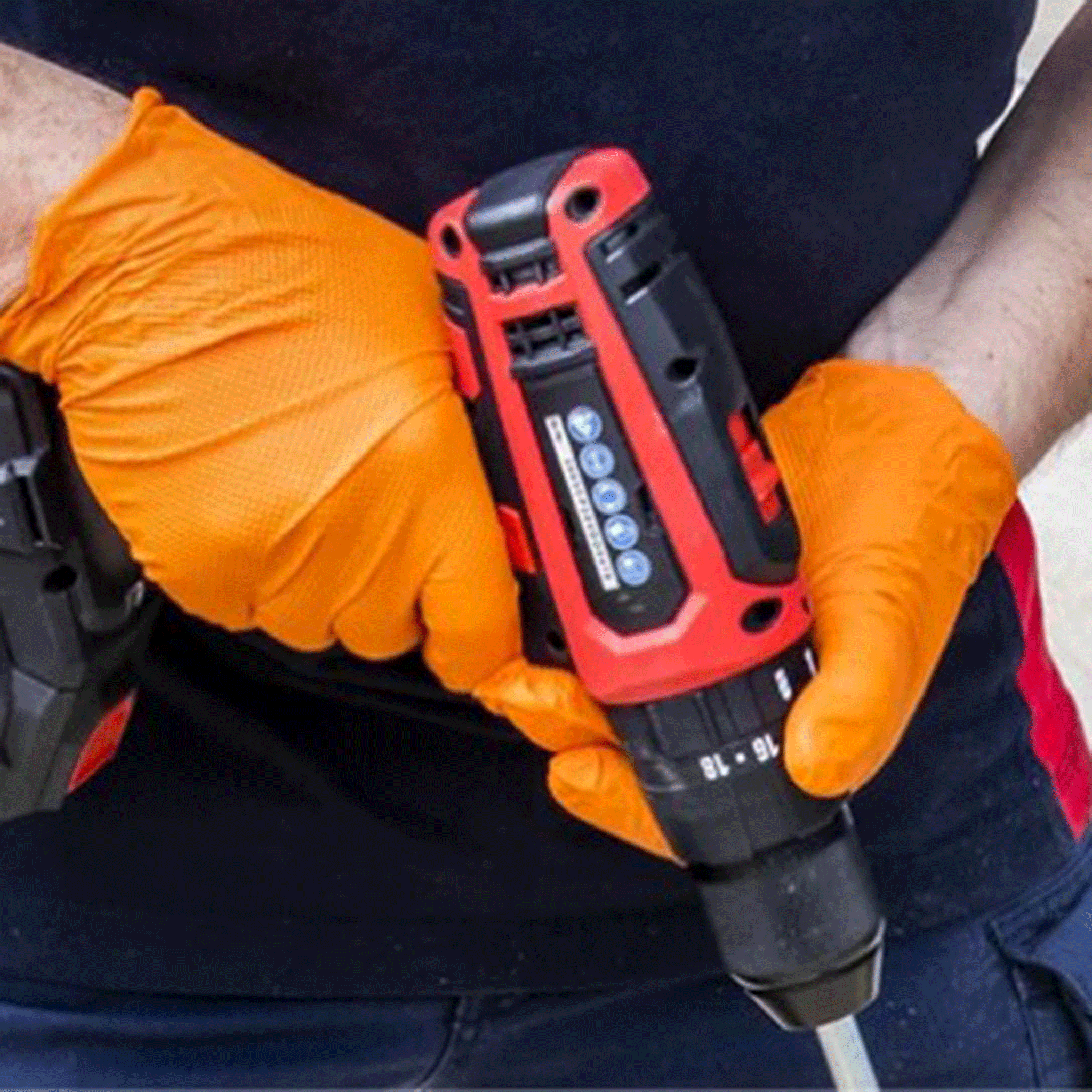 Sealey Diamond Grip Nitrile Gloves Orange Pack of 50