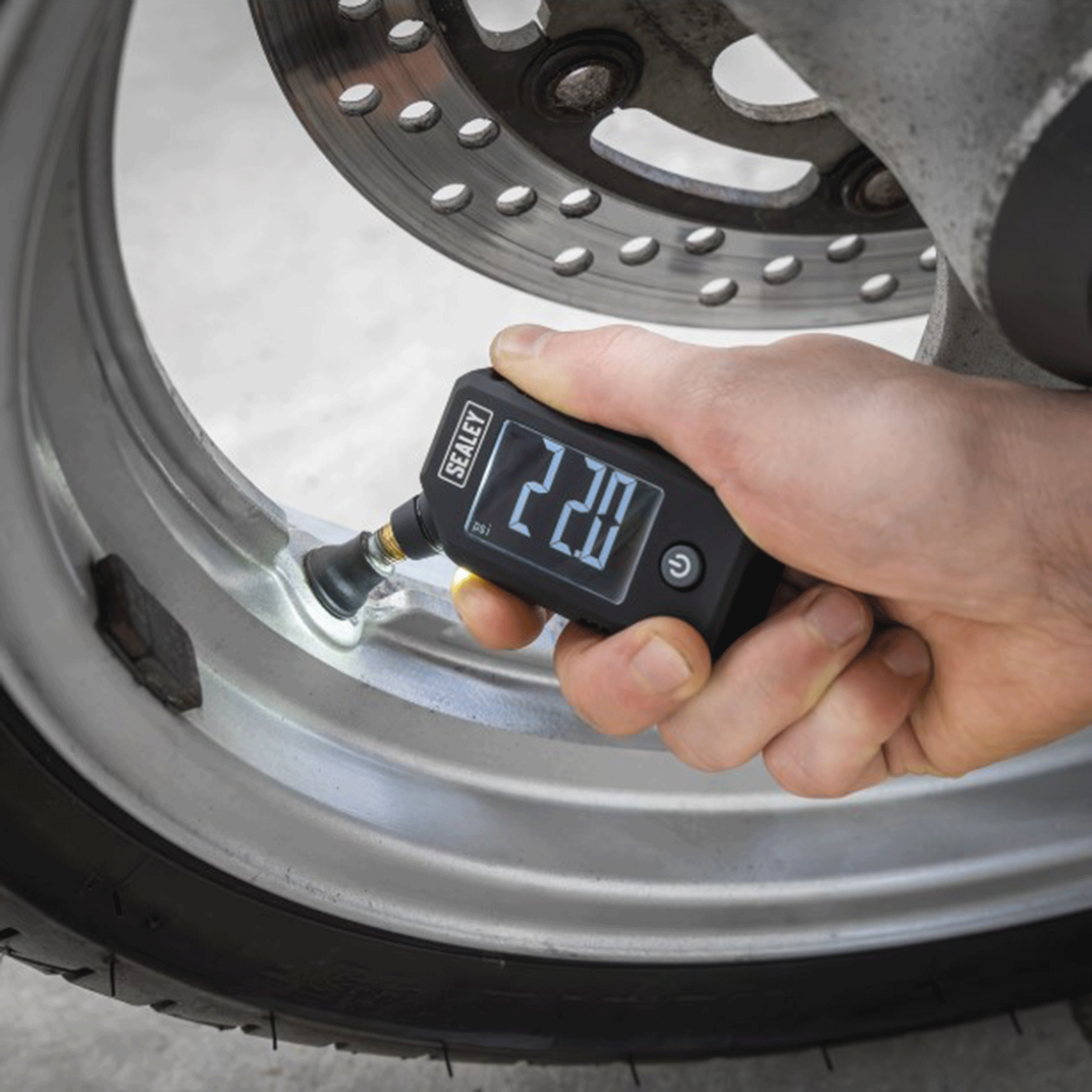 Sealey Digital Tyre Pressure & Tread Depth Gauge with LED