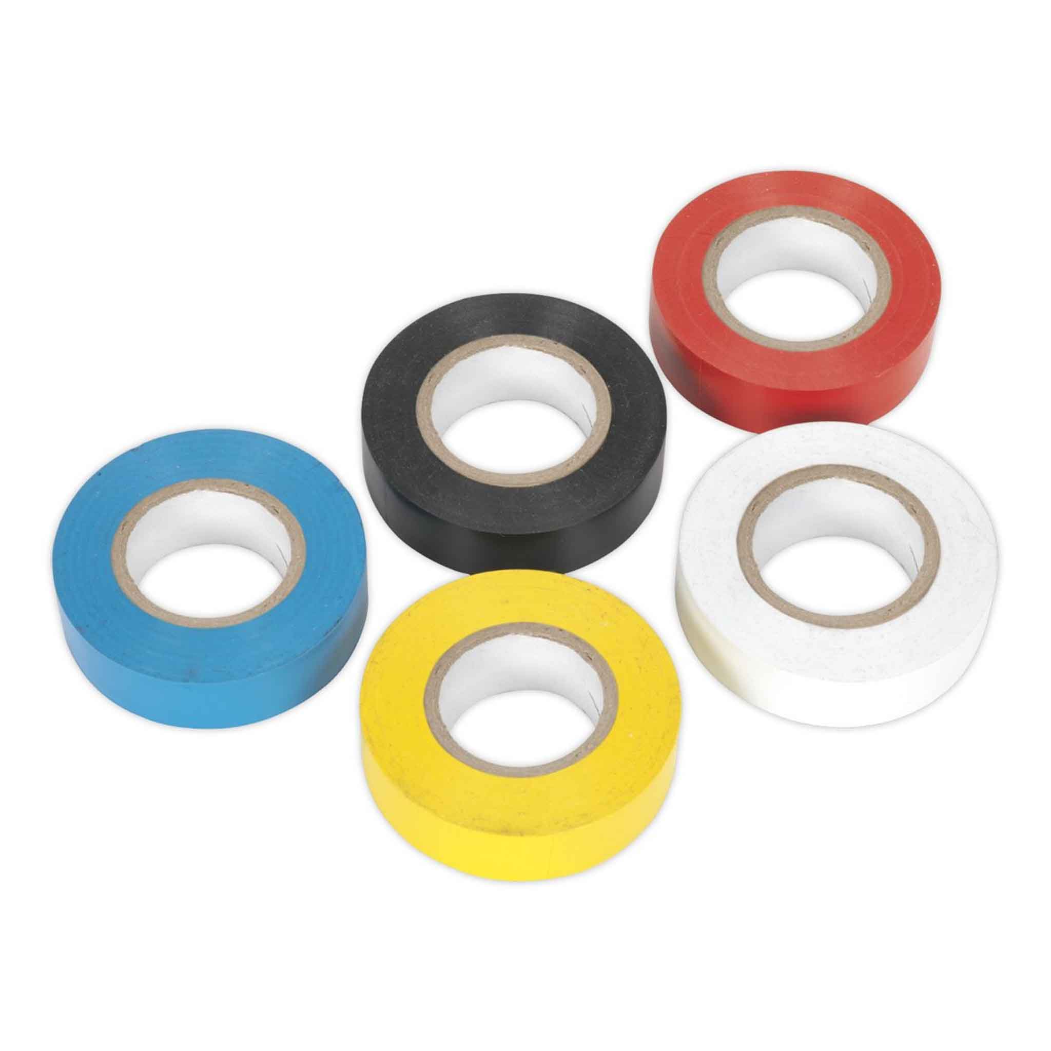 19mm x 20m PVC Insulating Tape - Mixed Colours - Pack of 10