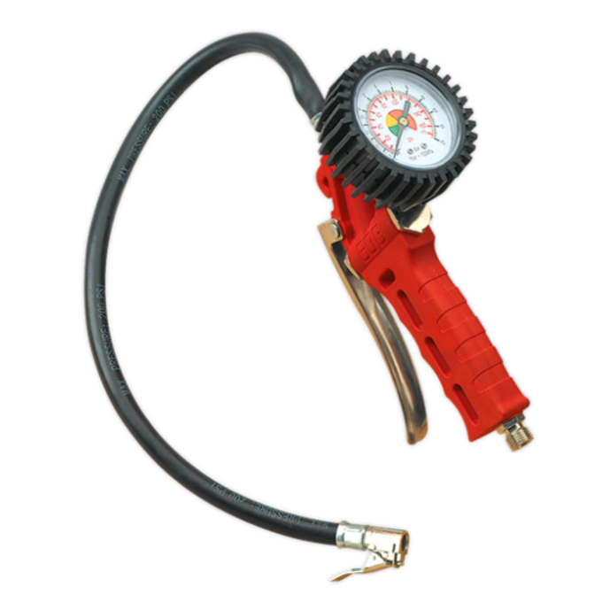 Sealey SA9302 Tyre Inflator Gauge with Clip-On Connector 1