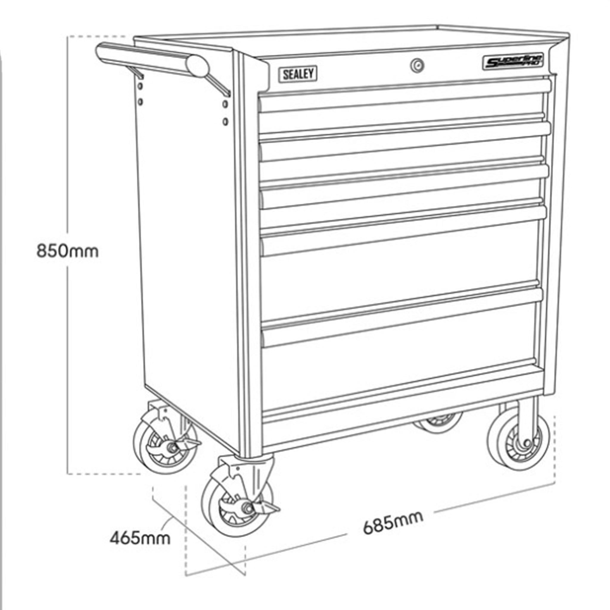 Sealey Superline PRO 5 Drawer Rollcab Tool Chest Black