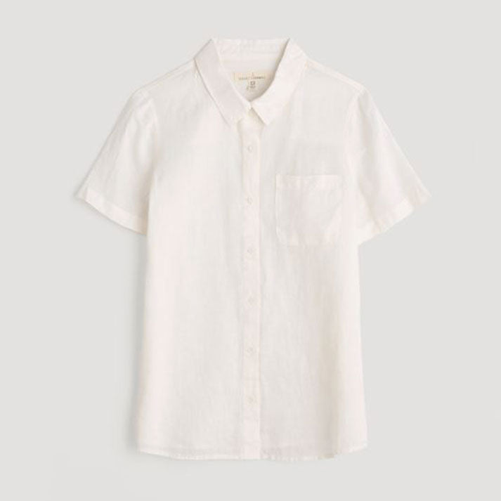 Seasalt Drydock Short Sleeve Linen Shirt Chalk
