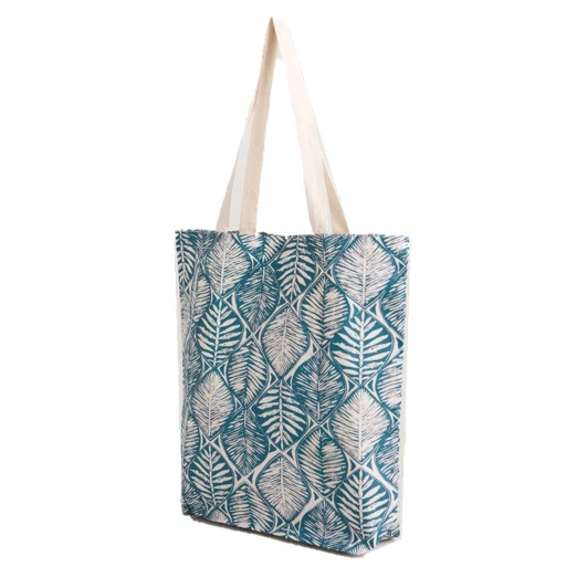 Seasalt Foldaway Canvas Shopper Wax Leaf Atlantic 1