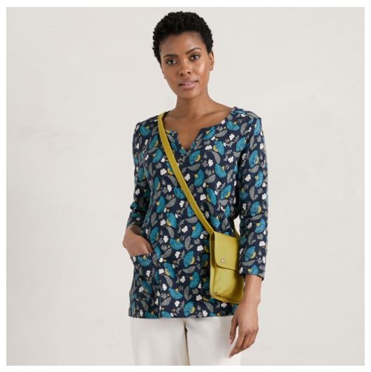 Seasalt Gypsophilia Notch Neck Top Inky Brocade Maritime 1