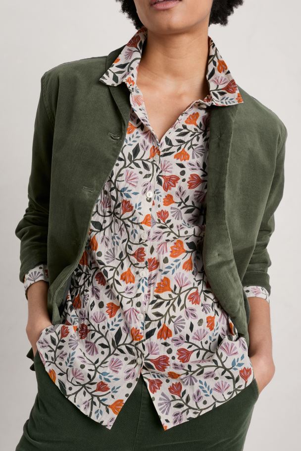 Seasalt Larissa Organic Cotton Shirt Folk Lore Bloom Aran 3