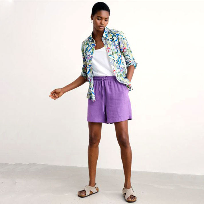 Seasalt Larissa Organic Cotton Shirt Studio Floral Chalk