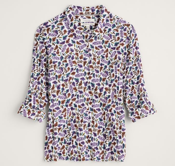 Seasalt Larissa Organic Cotton Shirt Sunlit Leaves Chalk 2