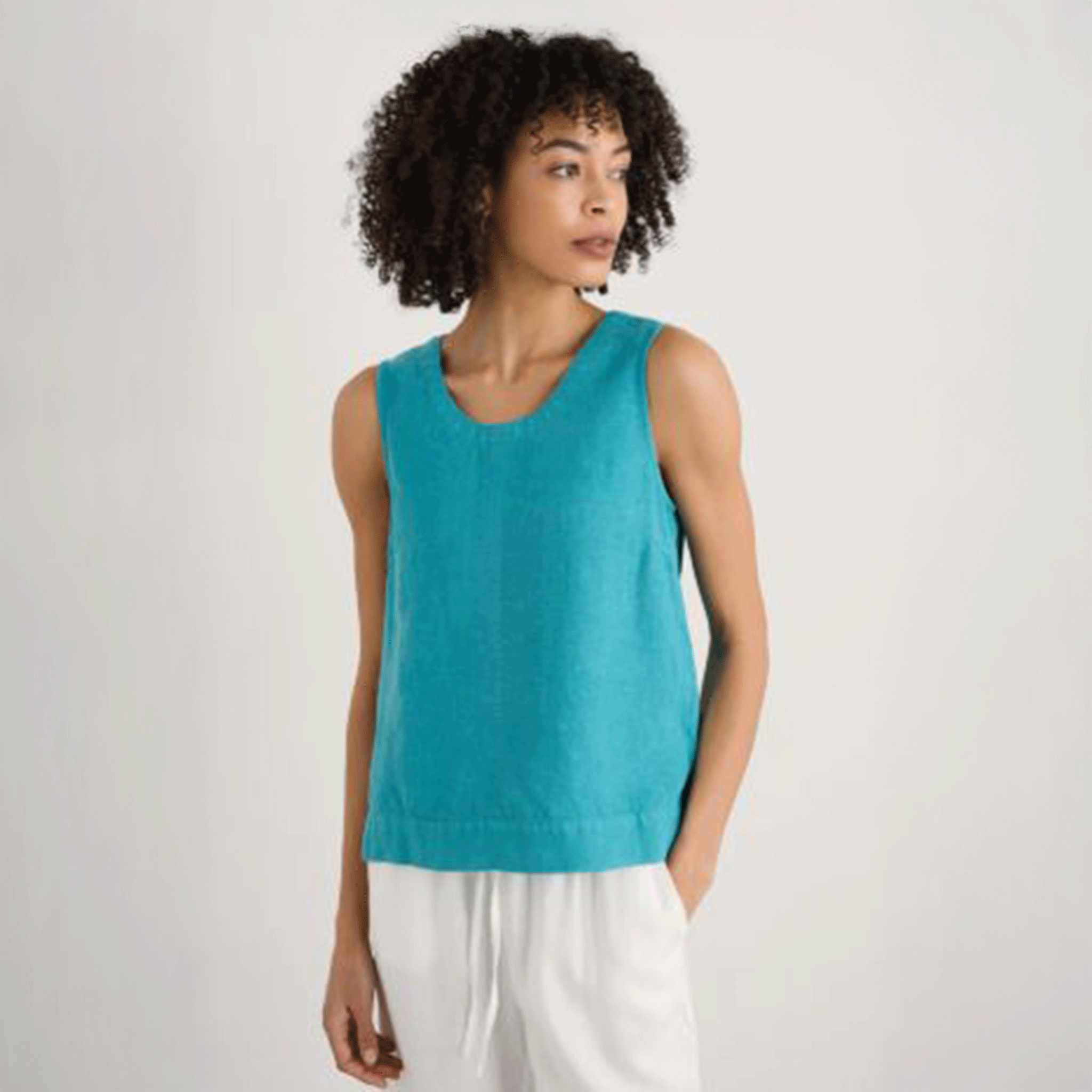 Seasalt Lighthouse Station Linen Vest Azurite
