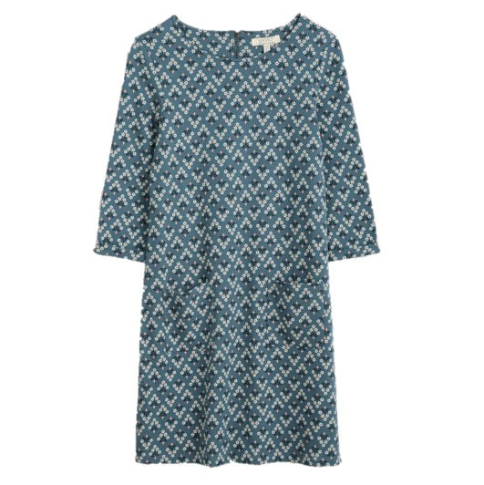 Seasalt Print Makers Jersey Dress Flower Diamond Starling 1